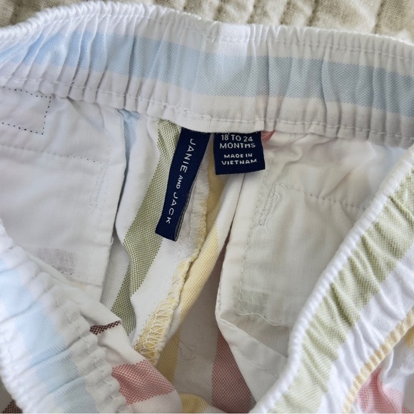 Janie and Jack Pastel Striped Oxford Pull-On Toddler Short Sie 18-24 - Picture 5 of 5